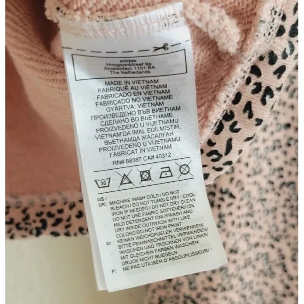 ADIDAS X HER Studio London Pink Leopard Print Crop Sweatshirt Women's Size XS